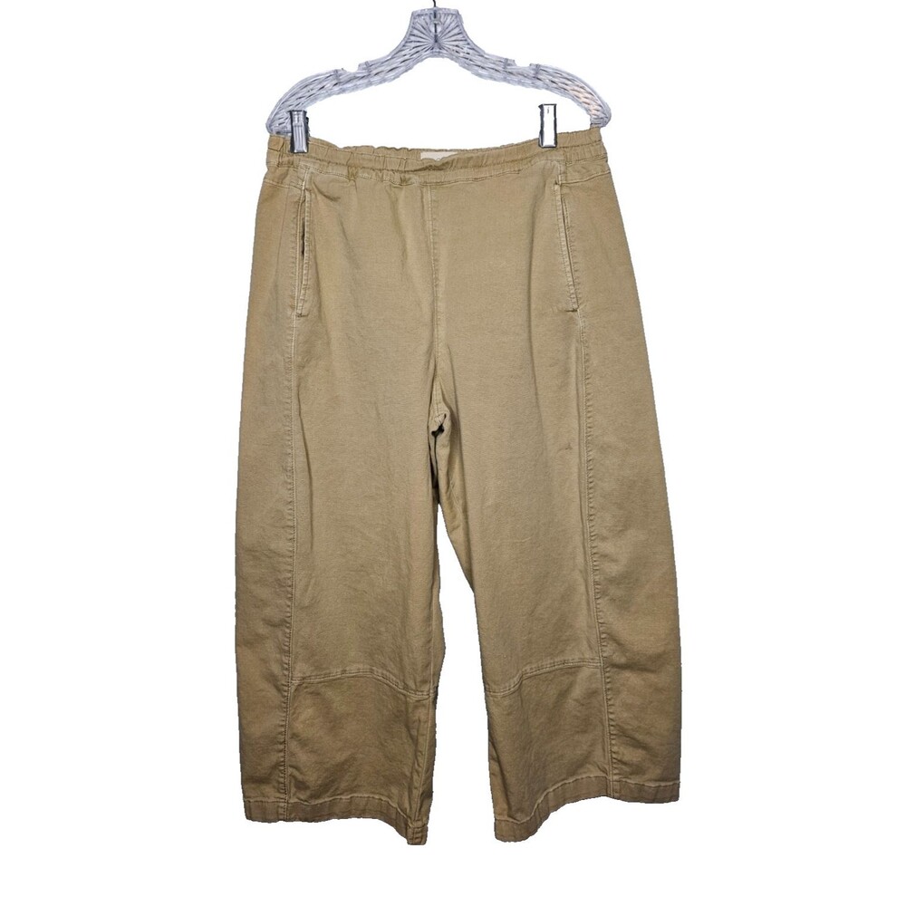 Anthropologie PILCRO Izzie Relaxed Barrel Leg Pants Large Petite Green Pull On